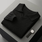 New Polo Collar Knitted Long Sleeve Sweater Male