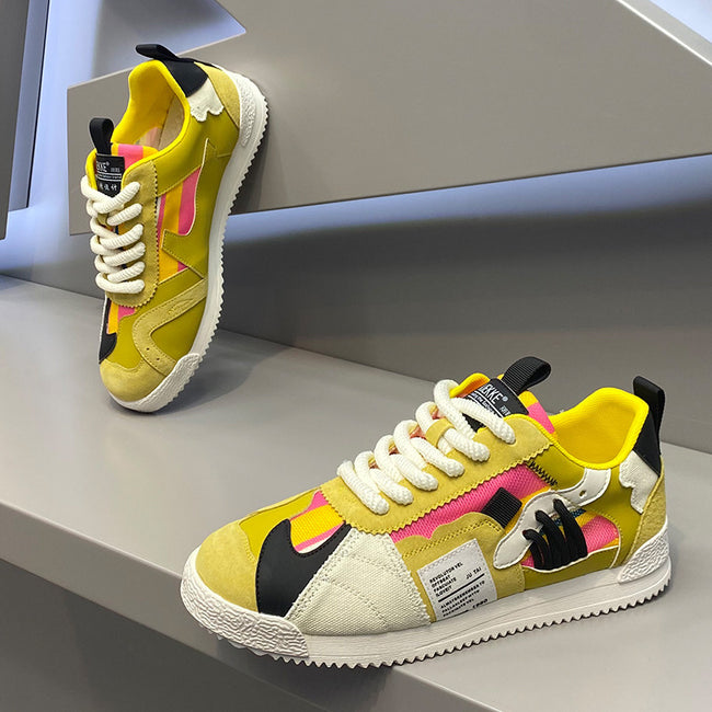 Fashion Soft Bottom Low-top Fabric Leather Stitching Breathable Personality Casual Shoes Hover Image