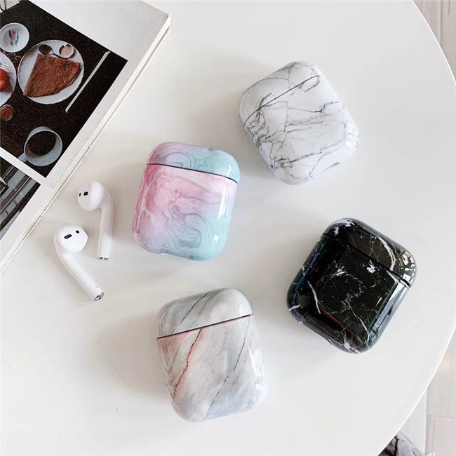 Compatible with Apple, White Marble Case for Airpods Earphone Case Hover Image