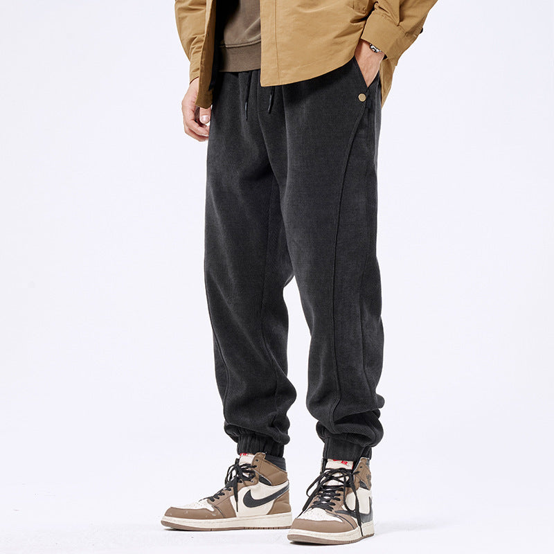 Autumn And Winter Ankle-tied Japanese Corduroy Retro Casual Sports Pants Men