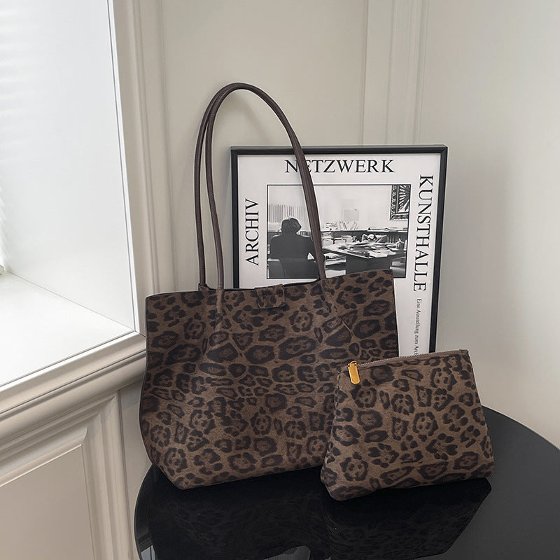 Leisure Large Capacity Leopard Print Hand-held Tote Shoulder Bag
