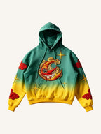 Vintage Print Loose-fitting Hoodie Sweater