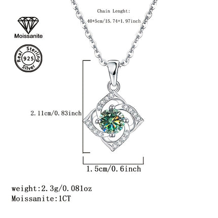 1 Carat S925 Silver Colorful Moissanite Windmill Pendant