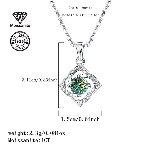 1 Carat S925 Silver Colorful Moissanite Windmill Pendant