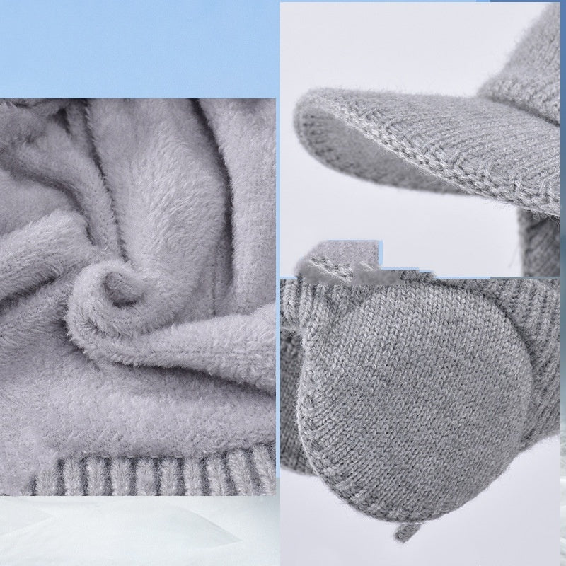 Winter Outdoors Cycling Earflaps Toque Plus Velvet Thickened Peaked Cap