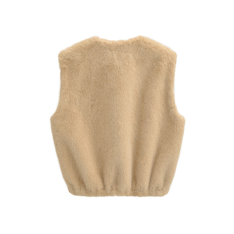 Women's Faux Fur Zipper Waistcoat