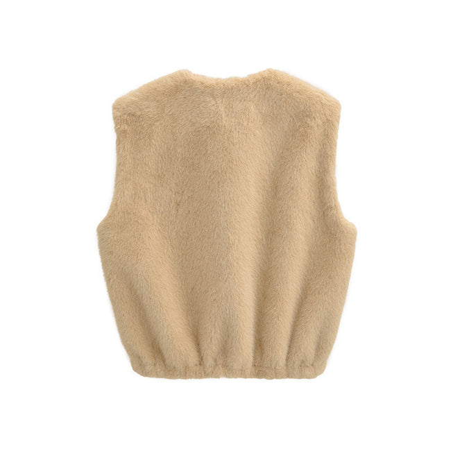 Women's Faux Fur Zipper Waistcoat Main Image