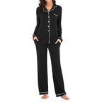 Women's Solid Color Casual Pocket Cardigan Button Long-sleeve Suit
