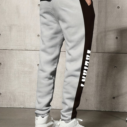 Letter Print Drawstring Sweatpants Mens Loose Fit Joggers