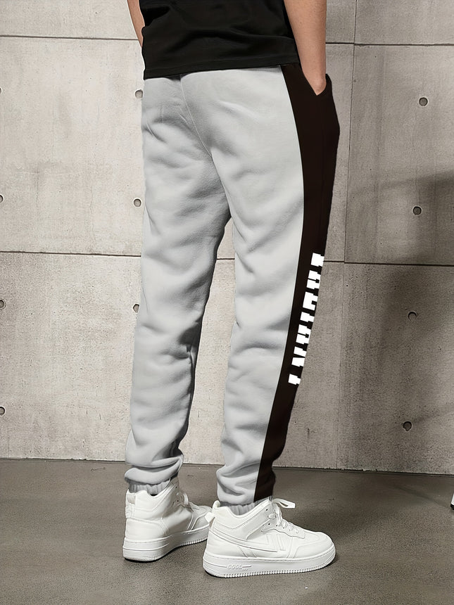 Letter Print Drawstring Sweatpants Mens Loose Fit Joggers
