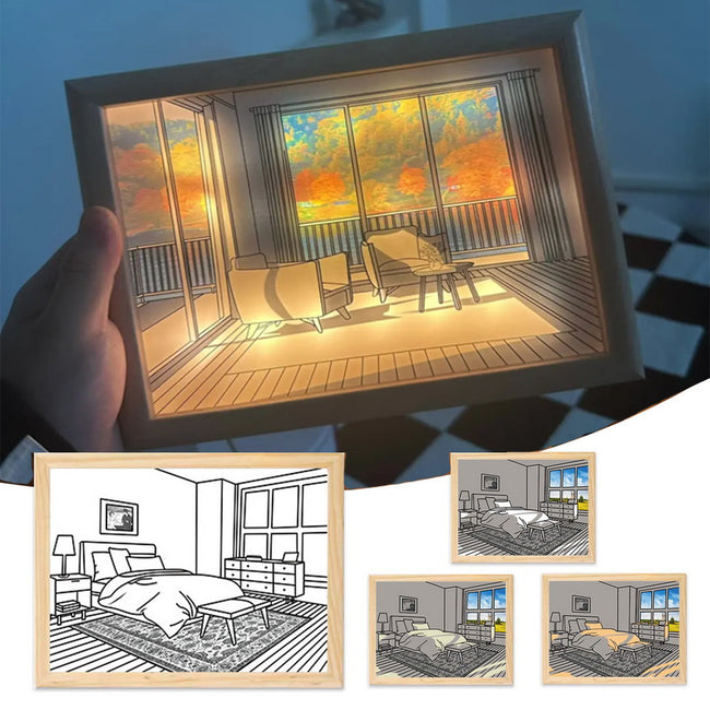 Illuminated Picture LED Decorative Light Painting Bedside Picture Style Creative Modern Simulate Sunshine Drawing Night Light Gift Hover Image