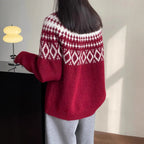 New Round Neck Loose Slimming Christmas Style Knitwear Top
