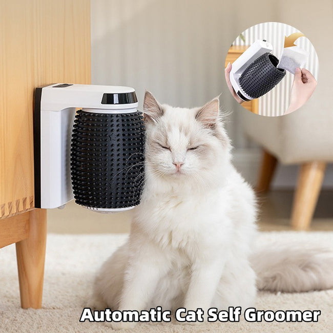 Automatic Cat Self Groomer Wall Corner Brushes Soft Cat Corner Scratcher Self Grooming Hover Image