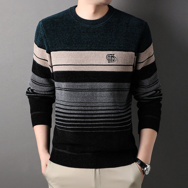 Fleece-lined Thickened Striped Fashion Pullover Base Knitwear Main Image
