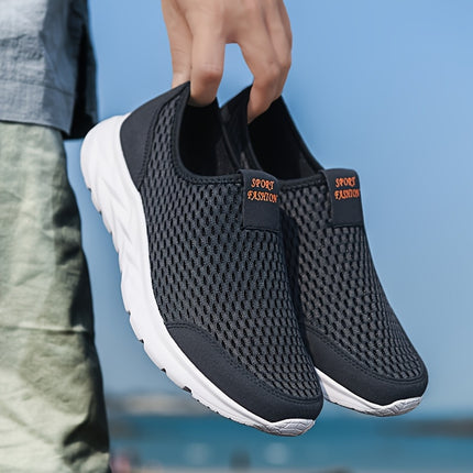 Mens Breathable Slip On Sneakers Mesh Upper Casual Shoes