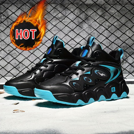 Mens Winter Warm Lined Striped Non Slip Basketball Shoes