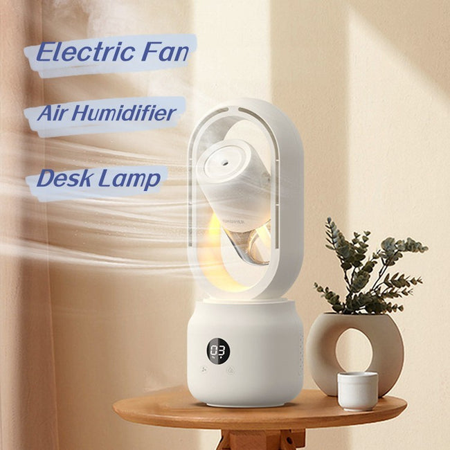 Summer Water Cooled Spray Mist Electric Fan USB Rechargeable Portable Wireless Air Humidifier Bladeless Ventilator Table Fan Hover Image