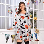 Halloween Christmas Holiday Color Casual Printed T-shirt Dress