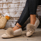 Cotton-padded With Velvet Lightweight And Comfortable Skin-friendly Plush Comfortable Versatile Women's Shoes