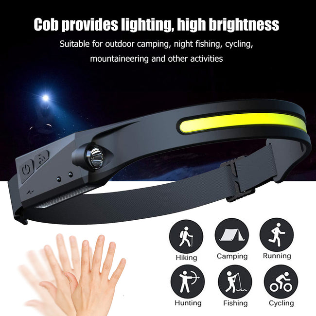 COB LED Induction Riding Headlamp Flashlight USB Rechargeable Waterproof Camping Headlight With All Perspectives Hunting Light Hover Image