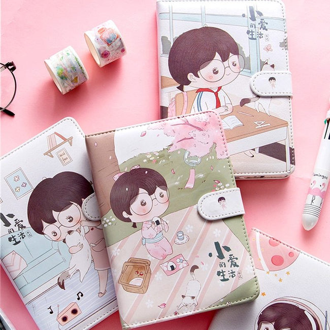 Fruit Print Notebook Planner Magnetic Buckle PU NoteBook Yearly Agenda Color Illustration Daily Plan Kawaii Stationery Main Image