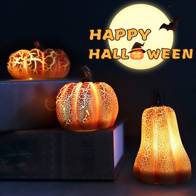 New Halloween Pumpkin Lantern Simulation Pumpkin LED Candle Lamp Resin Luminous Pumpkin Hover Image