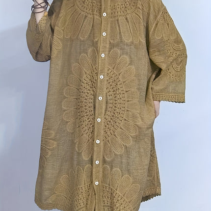 Elegant Vintage Floral Button Front Cardigan Sweater Office