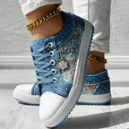 Floral Embroidered Polka Dot Print Sneakers