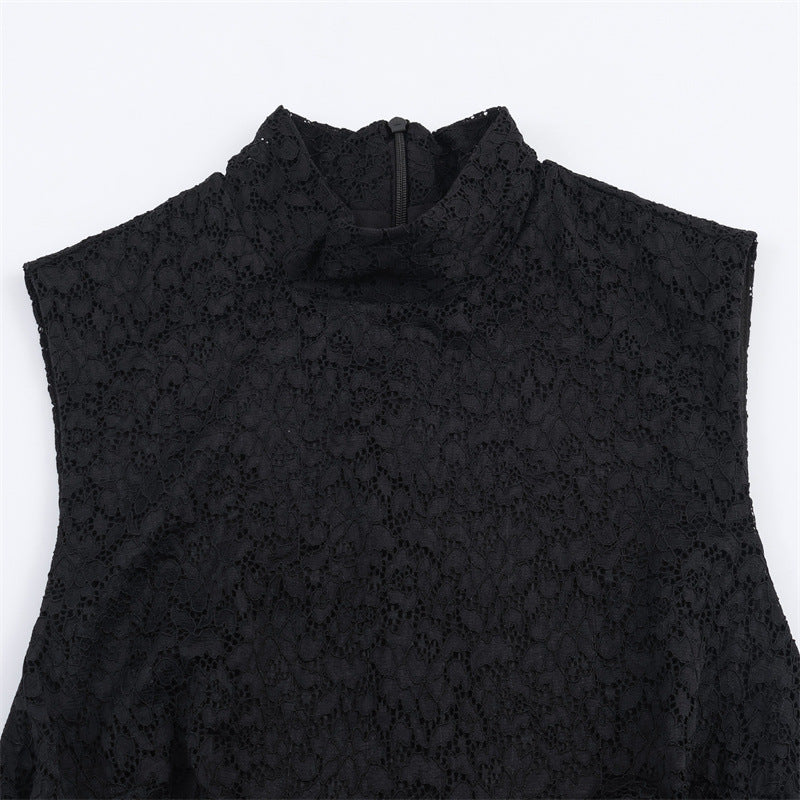 Women's Simple Stitching Lace Short Dress