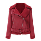 Women's Belt Turn-down Collar Coat