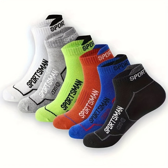 10pcs Men's Athletic Ankle Socks - Non-Slip, Durable, Breathable for Running & Basketball | Moisture-Wicking, Comfort Fit with Arch Support | Assorted Colors (White, Black, Orange, Green, Blue, Gray, Red, Yellow, White, Orange)
