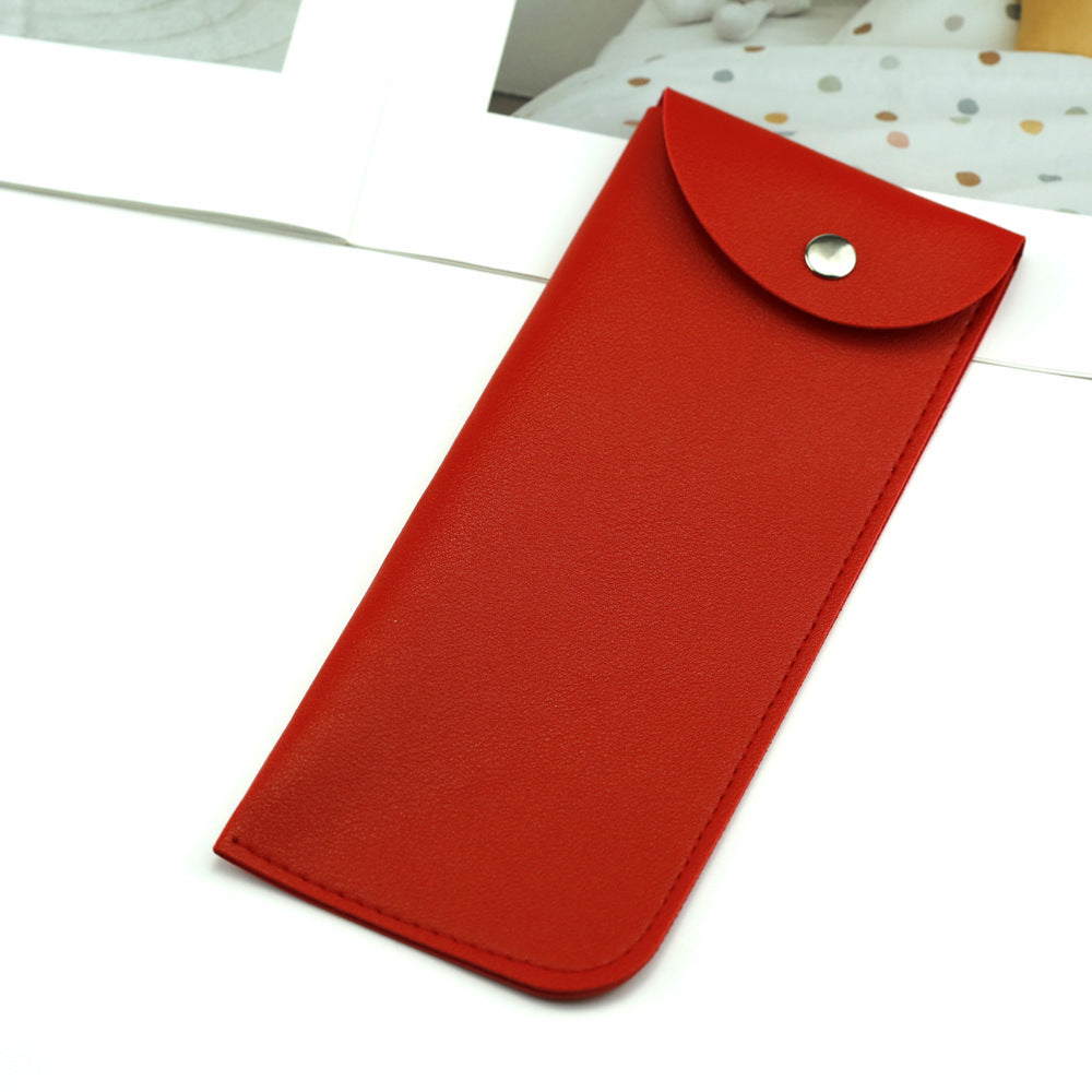 Leather Glasses Bag Thickened Open Holster Snap Button Portable