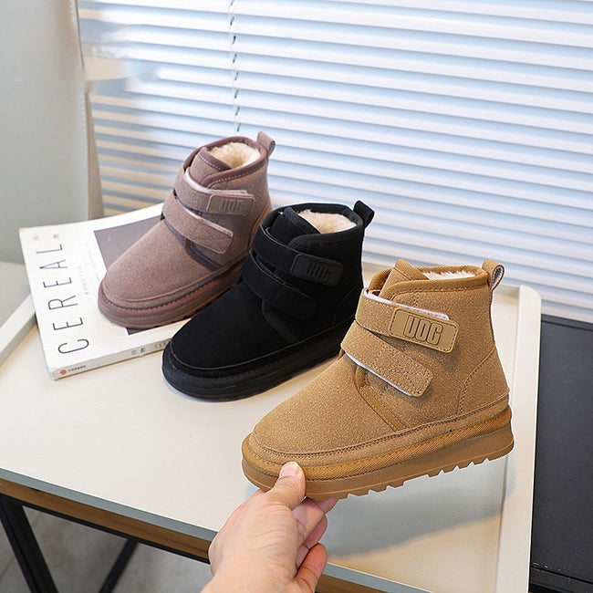 Fleece-lined Thick Snow Boots Girls' Double Velcro Ankle Boots Hover Image