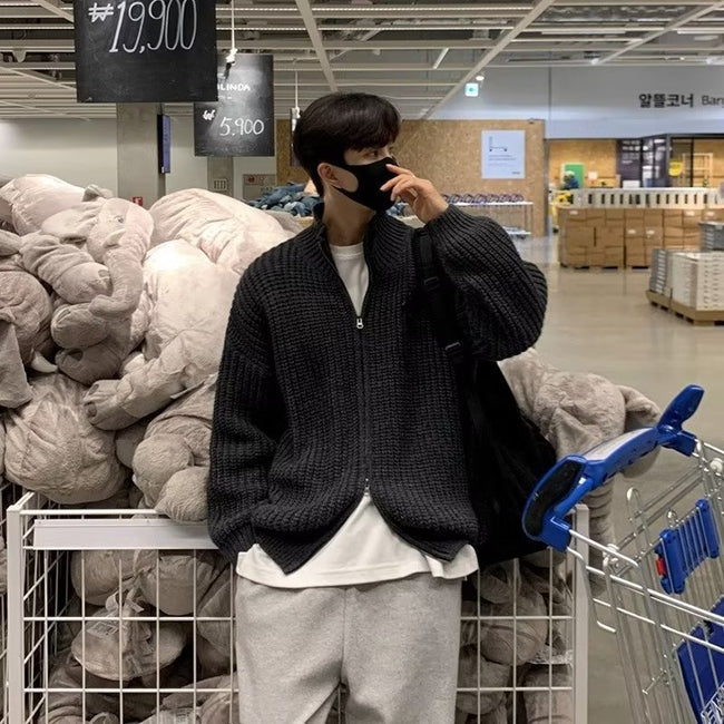 Half Turtleneck Men's Spring And Autumn All-matching Lazy Style Solid Color Sweater Coat Hover Image