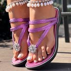 Floral Pattern Flip-Flops Comfortable Casual Summer Beach Slippers - Anklet Not Included