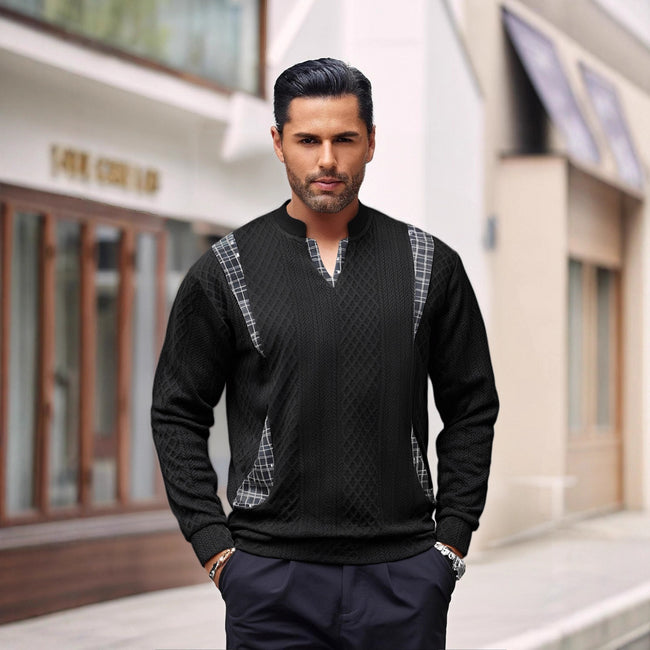 Men's Contrast Color Pullover Sweater Main Image