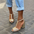 High Heel Fish Mouth T-shaped Buckle Strap Open Toe Sandals