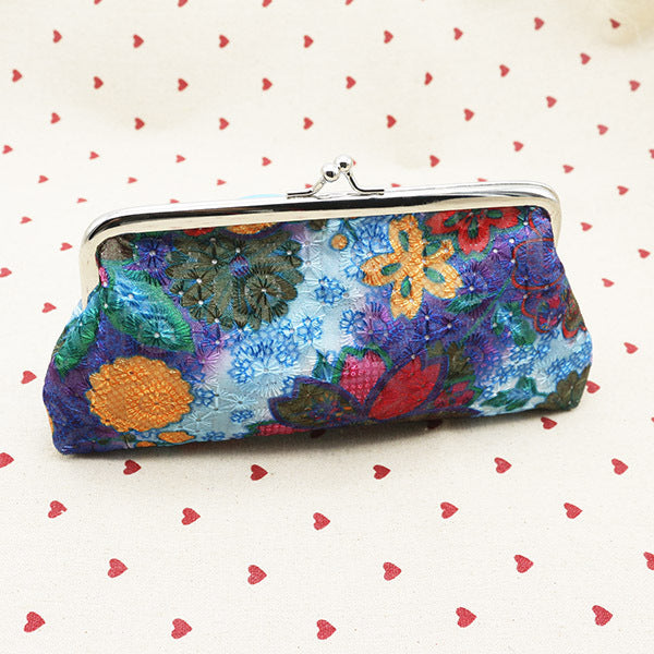 Women's Embroidered Fabric Wallet Long
