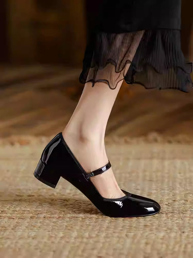 Soft Bottom Elegant French Shoes Chunky Heel Pumps Women Main Image