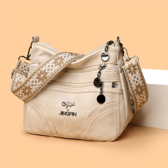 Fashion Women Shoulder Bag Large Capacity Soft Leather Textured Tote Hover Image