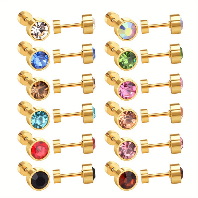 Vintage Style 18K Gold Plated Post Earrings Hypoallergenic