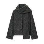 Women's Short Woolen Coat Matching Scarf