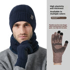 Winter New Thickened Men's Hat Scarf Gloves Three-piece Set