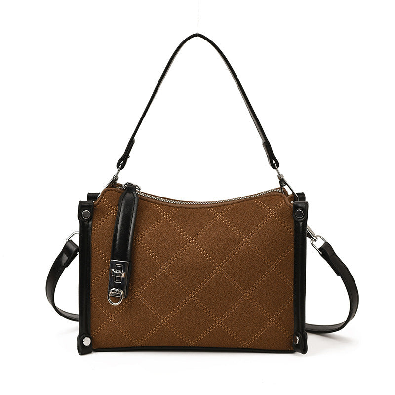 Women's Design Shoulder Messenger Bag High-grade Diamond Plaid