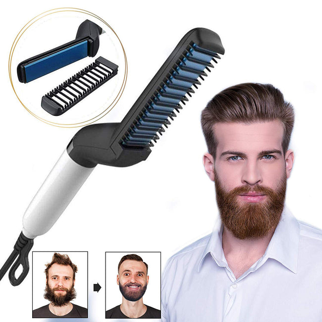 Electric Hair Straightener Brush,Men Quick Beard Straightener Styler Comb,Hair Straightening,Curly Hair Straightening Comb,Side Hair Detangling,Multifunctional Hair Curling Curler Hover Image