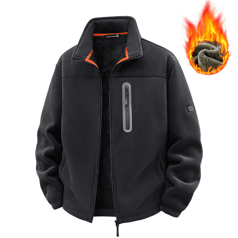 Fleece Sweater Men's Outdoor Casual Stand Collar Warm Jacket