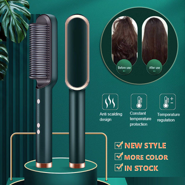 New 2 In 1 Hair Straightener Hot Comb Negative Ion Curling Tong Dual-purpose Electric Hair Brush Hover Image