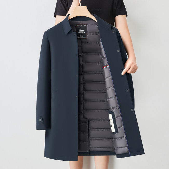 Mid-length Cotton-padded Coat Men's Fleece-lined Windproof Coat Hover Image