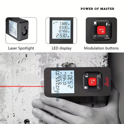 Compact Laser Distance Meter USB Rechargeable LCD Display