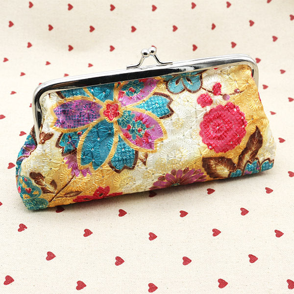 Women's Embroidered Fabric Wallet Long
